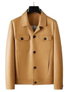 Nueva chaqueta de invierno de moda para hombre, abrigo de cuero PU resistente al desgaste con solapa, Material de lona para motociclistas - Product Image 2