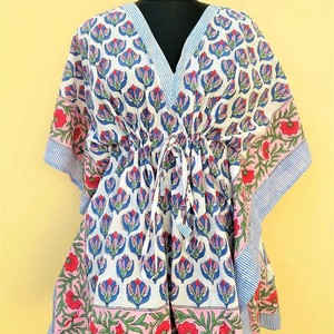 Kimono de Verano Boho de Algodón Puro para Mujer, Estampado Floral, Kaftan, Vestido Largo, Estampado Indio, Ropa de Dormir Amarilla, Talla Única, 1 Pieza - Product Image 1