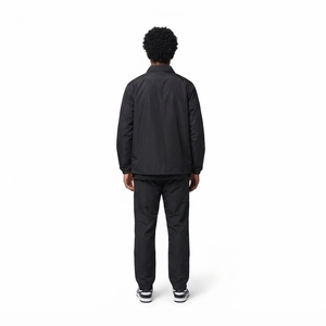 Men's Nylon Ripstop Coach Jacket-Lightweight 80GSM <b>Black</b> Streetwear <b>Windbreaker</b> with Snap Closure Custom OEM Outerwear - Product Image 2