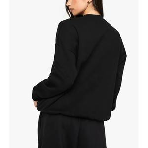 Sweat-shirt noir personnalisé en pur coton 320 GSM, motif graphique OEM ODM, mode automne femme, manches longues, respirant, anti-plis - Product Image 3