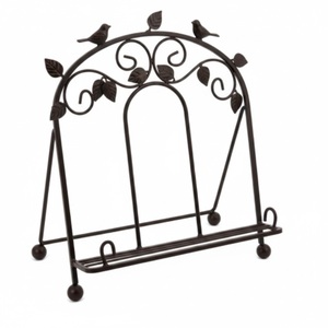 Support de livre en métal antique avec motif de défilement et motif de feuille, résistant à la rouille, type sur pied, pour salon, support de livre en fer - Product Image 3