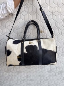Bolsa de Viaje de Cuero Auténtico, Multiusos, Hecha a Mano, Unisex, Tamaño Grande, con Pelo de Vaca - Product Image 2