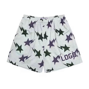High Quality High Street Style Solid Mesh Waterproof Sublimation Printed Double <b>Layer</b> Drawstring Closure Running Shorts - Product Image 5