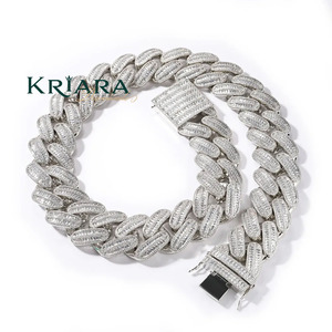 S925 Gold Plated Lab Grown Diamond Baguette Crystal Statement Necklace Link <b>Chain</b> Unisex Luxury Everyday Wear - Product Image 1