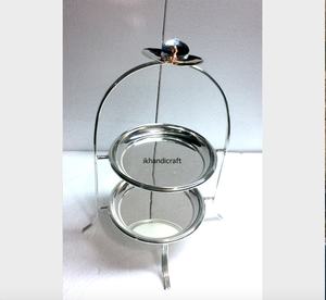 Offre Spéciale Personnalisé 2-Tier Papillon Ginkgo Gâteau Stand Premium En Acier Inoxydable Michael Bras Style Argent Plaqué Cadeau pour Tous - Product Image 5