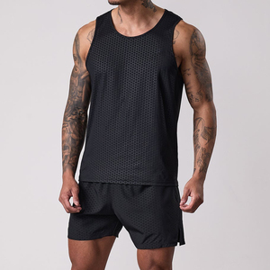 <b>Men's</b> Knitted Breathable Quick Dry Eco-Friendly Crew Neck Tank <b>Top</b> for Bodybuilding Casual Outdoor Activities <b>Cropped</b> Sleeveless - Product Image 1