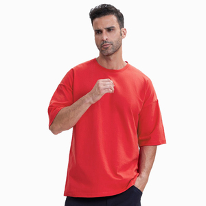 High Quality Custom Oversized <b>Tshirt</b> Fashion Thick Heavy t Shirt Print embroidery logo High Collar Custom t Shirts Printing - Product Image 5