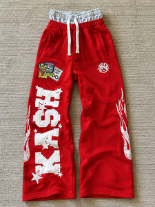 Custom Applique Embroidery Wide Leg Sweatpants Men Flame Graphic Heavyweight <b>Fleece</b> <b>Jogger</b> Pants Streetwear Trousers Wholesale - Product Image 5