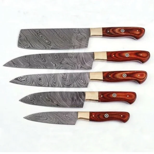 Ensemble de couteaux de chef multifonctionnels écologiques à 5 pièces, très vendus, lames en acier inoxydable professionnelles, manche en bois pour une utilisation en cuisine - Product Image 4