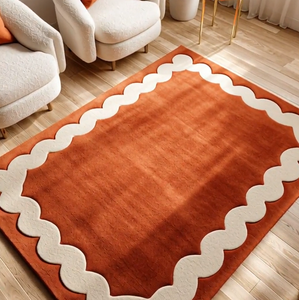 Alfombra de Lana Afelpada de Alta Calidad, Nueva, Color Naranja, Hecha a Mano, para Sala de Estar, Hoteles, Baño y Cocina - Product Image 2