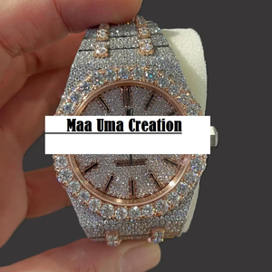 Reloj de Cuarzo con Diamantes de Moissanita, Lujoso, Estilo Iced Out, Antiguo, de Acero Inoxidable - Product Image 1