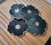 Ensemble de sous-verres modernes en résine et bois naturel de qualité supérieure, avec sous-verres réutilisables écologiques pour table basse et décoration de salle à manger