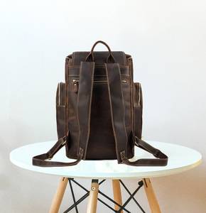 Versatile <b>Waterproof</b> Leather <b>Backpack</b> Anti-Theft Vintage Laptop Rucksack Genuine Leather Carrier LBP-0323 - Product Image 5