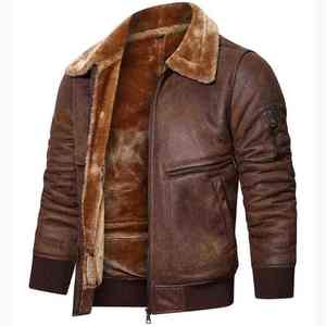 Men's Brown Genuine Leather <b>Jacket</b> Turn-down Collar Covered Button Closure <b>Waterproof</b> Windproof Breathable <b>Winter</b> Moto Biker - Product Image 5