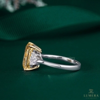 Bague de fiançailles en or avec diamant jaune de laboratoire taille radiant sur mesure, certifié IGI, pour femme