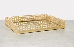 Bandeja de Servicio Decorativa Moderna de Metal Dorado, Diseño Geométrico Rectangular, Plato de Exhibición para Mesa de Centro, Tocador, Encimera del Hogar - Product Image 4