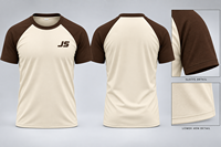 Kaos Raglan Lengan Pendek Pria O-Neck Kasual 100% Katun Logo JS Cetak Depan Bahan Jersey Cepat Kering Ukuran Besar