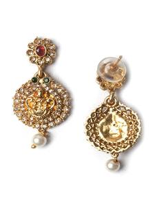 Conjunto de Joyería Étnica de Latón Plateado con Circones y Kundan para Novia, Compromiso, Boda, Fiesta, Regalo: Collar Gargantilla, Pendientes Colgantes y Tikka - Product Image 5