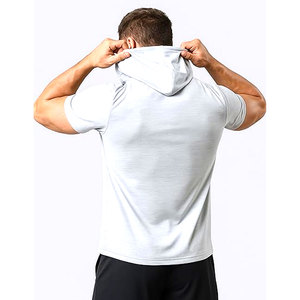 เสื้อฮู้ดออกกำลังกายแขนสั้นน้ำหนักเบาสำหรับผู้ชาย เสื้อยืดมีฮู้ดแบบแห้งเร็วสำหรับยิม วิ่ง ฝึกซ้อม ระบายอากาศได้ดี ซึมซับเหงื่อ - Product Image 5