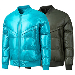 Chaqueta de Invierno para Hombre, Negra y Verde Oliva, con Cuello Alto, Cierre de Cremallera, Resistente al Viento, Informal, con Relleno Grueso de Poliéster - Product Image 6
