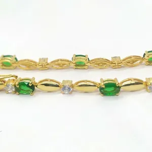 Moissanite Green Round Bezel Tennis <b>Bracelet</b> 925 Sterling <b>Silver</b> Gold Plated Classic Women Jewelry - Product Image 2