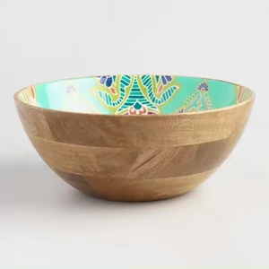 Bol rond en bois naturel finition brune, pour servir les aliments à la maison, dans les hôtels, lors de mariages, pour les plats et les collations. - Product Image 2
