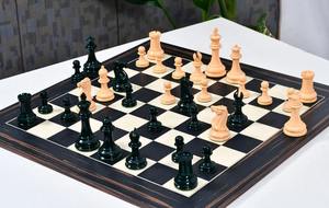 Jeu d'échecs Staunton artisanal en bois de buis peint vert olive et jaune, roi de 4,5 pouces, style tournoi premium, au meilleur prix - Product Image 3