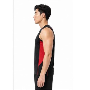 Débardeur Sportif Homme Noir et Rouge de Haute Qualité, Col Rond, Séchage Rapide, Tricoté, pour Fitness et Entraînement - Product Image 3