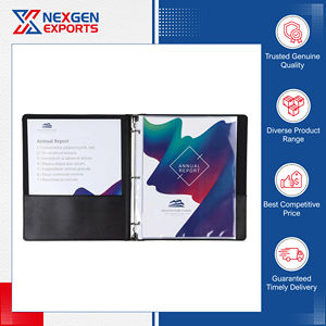 Nexgen Exports แฟ้มใส่เอกสารหนัง PU แบบ 3 ห่วง สำหรับเอกสารกระดาษ รีไซเคิลได้ ออกแบบโลโก้ได้ตามต้องการ ราคาตลาดตามที่กำหนด - Product Image 4
