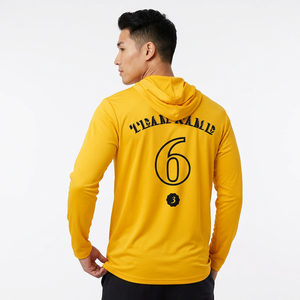 Sudadera con Capucha de Baloncesto de Manga Larga, Transpirable, Amarilla, de Alto Rendimiento, al por Mayor, OEM - Product Image 2