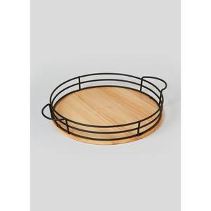 Round Wooden Serving Tray With Handle Dishwasher Safe Eco Friendly Trays For Serving Snacks <b>Drinks</b> Handmade Bathroom Tray Decor - Product Image 1