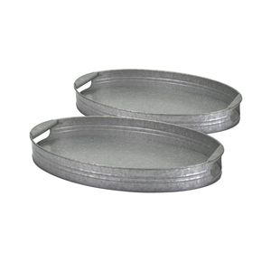 Bandeja de Servicio de Metal Galvanizado Personalizada con Asas de Madera, Bandejas Decorativas Apilables para Almacenamiento, para Uso en el Hogar y Hoteles - Product Image 2