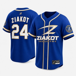 ZIAKOT Maillot de baseball pour homme, rouge et bleu, sublimé, manches courtes, coupe régulière, vêtements de sport anti-humidité - Product Image 2