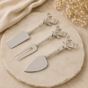 Royal Stag Handle Cheese Knife <b>Set</b> Stainless Steel Serving Cutter Fork Spreader for Luxury Dining Decor - Product Image 6