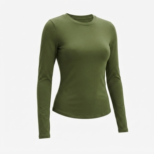 Women's Slim Fit Long Sleeve V Neck Sports Shirt Quick Dry Breathable Nylon Spandex Compression <b>Top</b> Custom Logo Fitness <b>Running</b> - Product Image 4