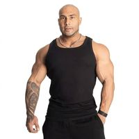 Erkek Siyah Örme Nefes Alabilen Kolsuz Atlet O-Yaka Günlük Spor Giyim Fitilli Özel Tasarım Polyester/Pamuk Tiki Taka