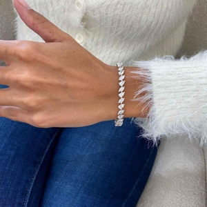 Pulsera de tenis de moissanita de lujo con corte marquesa, tono oro blanco, elegante y brillante, joya llamativa, regalo para mujer - Product Image 2