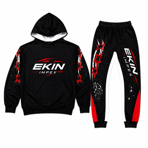 Custom Vintage Streetwear Ink <b>Paint</b> Splatter Print Hoodies and Sweatpants Two Piece <b>Sets</b> Pullover Distress Oversized Tracksuits - Product Image 1