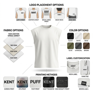 Camiseta sin mangas de algodón premium para hombre, de marca privada, con logo personalizado, corte holgado, estilo urbano, fabricante. - Product Image 1