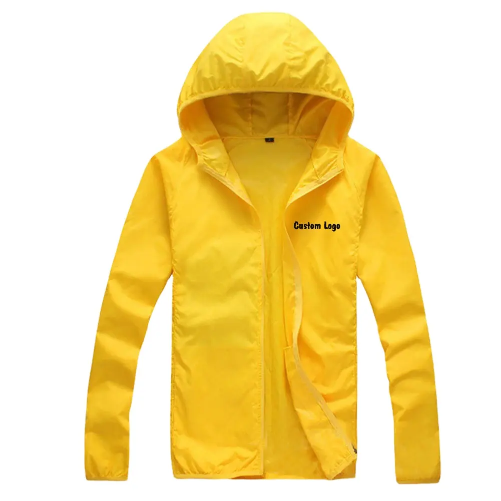 여름 2023 옐로우 컬러 윈드 브레이커 겨울 하이킹 스포츠 태양 보호 지퍼 반사 방수 통기성 자켓
