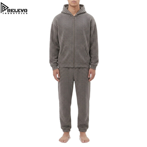 Men Patterned Fashion Tracksuit, Complete Two-Piece Set Featuring a Full-Zip Hooded Sweatshirt and Matching <b>Jogger</b> Sweatpants - Product Image 1