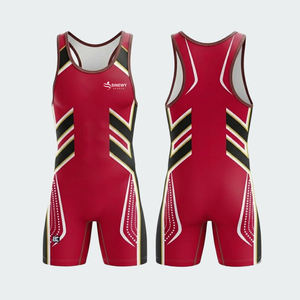 Combinaison de lutte extensible en spandex/polyester, une pièce, logo personnalisable sur le devant, uniforme de lutte pour hommes - Product Image 3