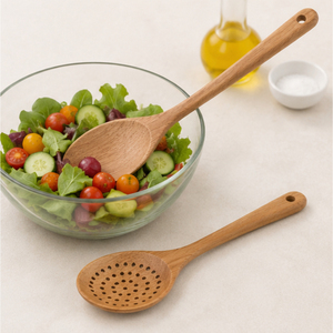 Juego de Utensilios de Cocina de Madera de Teca Natural Ecológica de 5 Piezas, Venta al Por Mayor de Fábrica, Logotipo Personalizado, Cucharas y Espátulas de Madera Antiadherentes para Cocina - Product Image 4