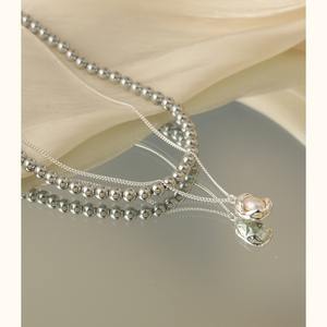 Collar de Perlas Redondas de Doble Capa, Estilo Simple y Moderno para Mujer, Cadena de Clavícula de Alta Gama, Elegante Cadena de Cuello en Capas - Product Image 4