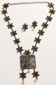 Ensemble de bijoux vintage en or plaqué or antique avec onyx floral pour femmes, cadeau de mariage ou de fiançailles, vente en gros - Product Image 3