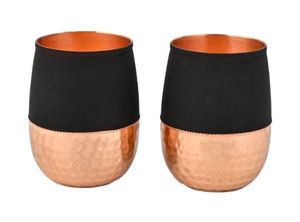 Copper Double Wall Tumblers Set of 2 350ml Cherry Color with <b>Straw</b> Elegant Smooth Finish for Ayurveda Health Benefits - Product Image 1