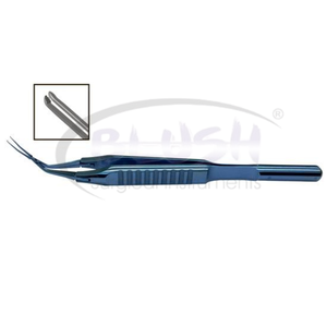 Pinzas de acción cruzada DMEK curvadas hacia arriba de titanio, instrumento microquirúrgico oftálmico para trasplante de córnea de Blush Surgical - Product Image 1