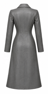 Manteau en cuir véritable pour femmes |   Gris Chameau Noir |   Fabricant OEM ODM |   Conception de qualité supérieure |   Vêtements en cuir | - Product Image 2