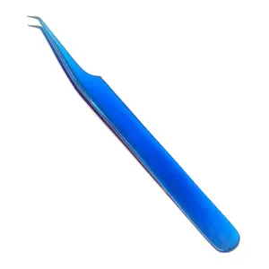 Zullo Industrieën Volume Tweezer Rvs 45 Graden Titanium Coated Blue Wimper Extension Tweezer