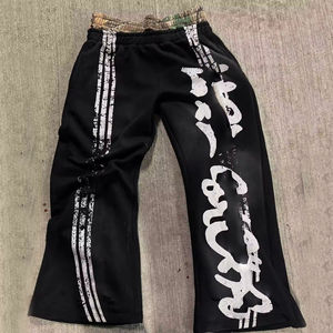 Ensemble sweat à capuche et pantalon de survêtement épais pour homme, avec broderie strass effet vieilli, style vintage délavé soleil et délavé à l'acide - Product Image 3